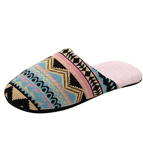 WSNBB Antideslizante Estilo Bohemio Interior Casa de Felpa Zapatillas Zapatos Piso de la Sala 2020 de Las Mujeres de algodón Diapositivas,PK,41