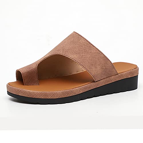 WXJZ Zapatos OrtopéDicos Sandalias Planas De Verano Correa En T Punta De Plataforma Zapatos De Playa Zapatos CóModos para Mujer CóModas Sandalias De Semirremolque,C,35