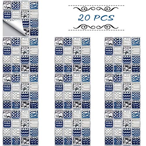 Xnuoyo Adhesivo Para Azulejos, Pegatinas Para Azulejos De Piso De Pared PVC, Pegatina De Pared De Mosaico, Paneles De Pared Autoadhesivos, Decoración Para Cocina, Baño, Hogar -20pcs(15*15cm)