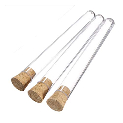 YunLi- Tubos de ensayo 50pcs con tapones de corcho Tapones, 20 ml Tubos de ensayo de plástico, transparente como el cristal favores de la boda del partido de caramelo , Laboratorio escolar general