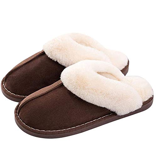 Zapatillas de Hombre para Mujer Zapatillas de Piso de Dormitorio Antideslizantes Comfort Foam Comfort de Espuma (Color : Brown, Size : 40/41EU)