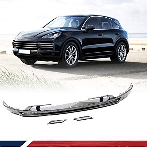 ZUOXUN Parachoques Delantero de Coche, Adecuado para Porsche Cayenne Base Sport Utility 4 Puertas 2018-2019, Fibra de Carbono, Parachoques Delantero, Labio, alerón, Divisor de Barbilla