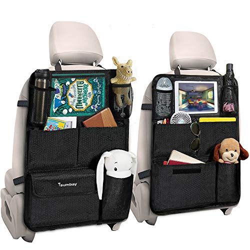 2pcs Organizadores Coche, Tsumbay Protector Asiento Coche Universal Impermeable Multi-Bolsillo Organizadores para Coches Asientos, Coche Accesorios, Fácil de Limpiar