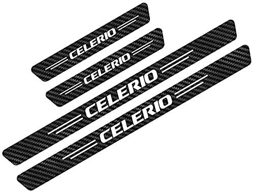 4pcs Coche Fibra Carbono Decoración para estribos para Suzuki Celerio, Antiarañazos Protección Kick Plates Pegatina Styling Accessories