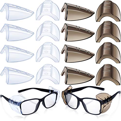 8 Pares Protectores Antideslizantes Laterales de Gafas de Seguridad Protector Transparente Se Adapta a Anteojos Medianos Pequeños Agregue Más Protección a Gafas Seguridad (Transparente y Negro)