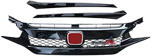 Accesorios para el cuerpo Parrillas de radiador para Honda para Civic 2016 2017 2018 Parrillas de carreras de ABS Piezas de automóvil Parrilla de parachoques de malla de capó delantero negro brilla