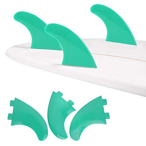 Aletas de Tabla de Surf G5 FCS Surf Sup Fin para Longboard Tabla de Surf Paddleboard Izquierda Medio Derecha Juego de 3 Piezas(Verde)
