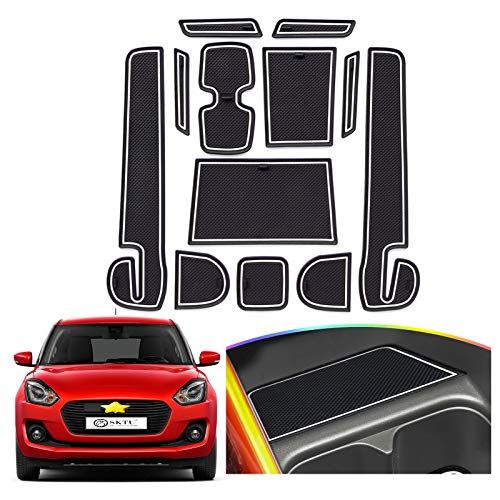 Alfombrillas de goma para Suzuki Swift para consola central, alfombrillas antideslizantes, soporte para bebidas, alfombrilla para ranuras de puerta, caja de almacenamiento, alfombrilla antideslizante