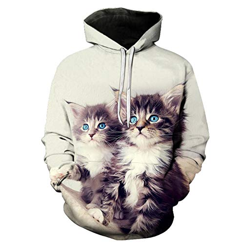 Amantes De Dos Gatos Sudaderas De Manga Larga con Capucha 3D Sudaderas para Hombre Y Mujer SuíMula Universal Sudaderas R1 S