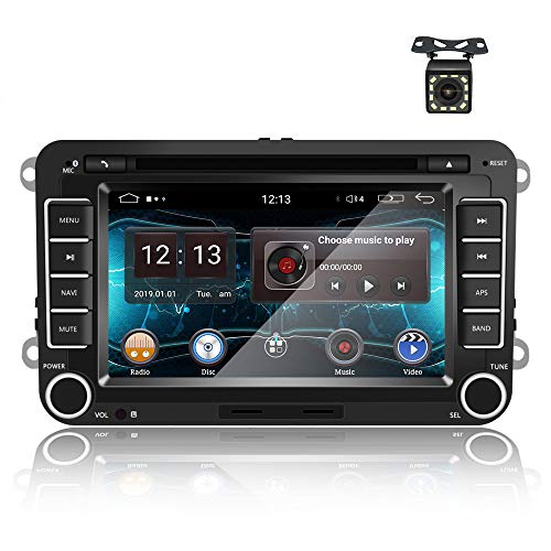 Android 9.0 Radio de Coche Reproductor de DVD GPS para VW CAMECHO Pantalla táctil de 7 Pulgadas Bluetooth FM WiFi Enlace Espejo Cámara Trasera Radio para Volkswagen Passat Golf Polo Seat Skoda