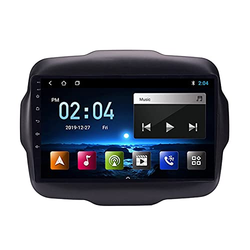 Android Radio De Coche Bluetooth, Autoradio, Apoyo Llamadas Manos Libres FM Radio 1080P Video WiFi AUX Entrada, para Jeep Renegade 2016-2018 con Cámara De Visión Trasera,Quad Core,4G WiFi 1+32