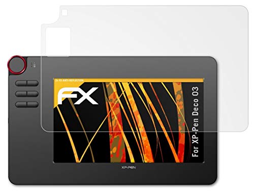 atFoliX Película Protectora Compatible con XP-Pen Deco 03 Lámina Protectora de Pantalla, antirreflejos y amortiguadores FX Protector Película (2X)