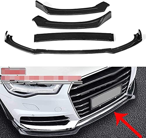 Buxcvo Nuevo 3 Piezas de Aspecto de Fibra de Carbono/Negro Brillante para Parachoques Delantero de Coche difusor de Labios Spoiler Divisor de Cubierta embellecedor para Audi A6 Sport 2016-2018