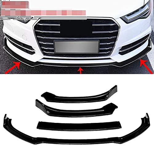 Buxcvo Nuevo 3 Piezas de Aspecto de Fibra de Carbono/Negro Brillante para Parachoques Delantero del Coche difusor de Labios Spoiler Divisor de Cubierta embellecedor para Audi A6 Sport 2016-2018