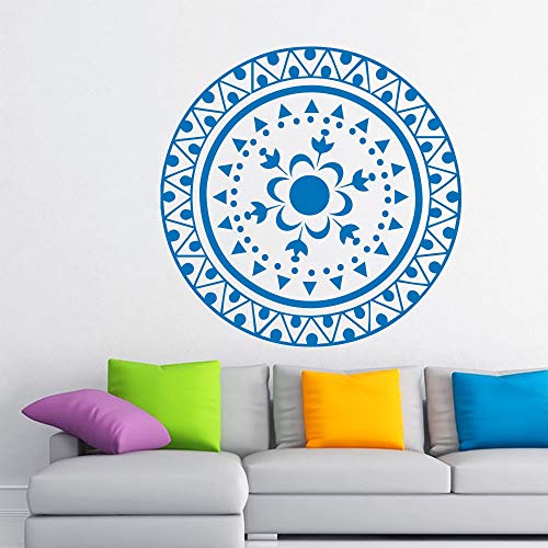 Calcomanía Mandala Patrón de flor de loto Adorno de yoga OM Símbolo de Buda indio Vinilo Etiqueta de la pared Dormitorio Sala de estar Estudio Decoración del hogar Arte Mural Póster