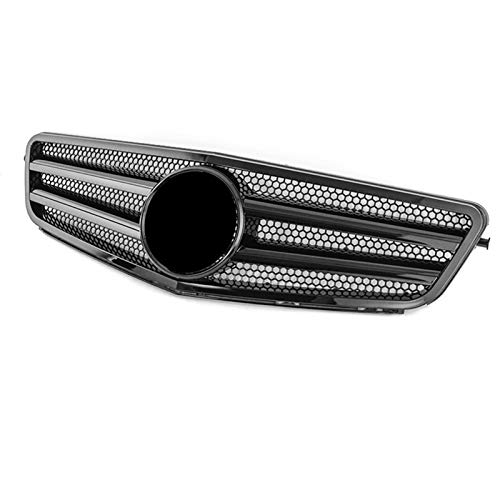 Carrocería Rejillas radiador para Mercedes-Benz Clase C W204 C63 C250 C300 C200 C350 2007-2014 Negro Brillante con Emblema Parrilla Delantera De Coche Parrilla De Parachoques