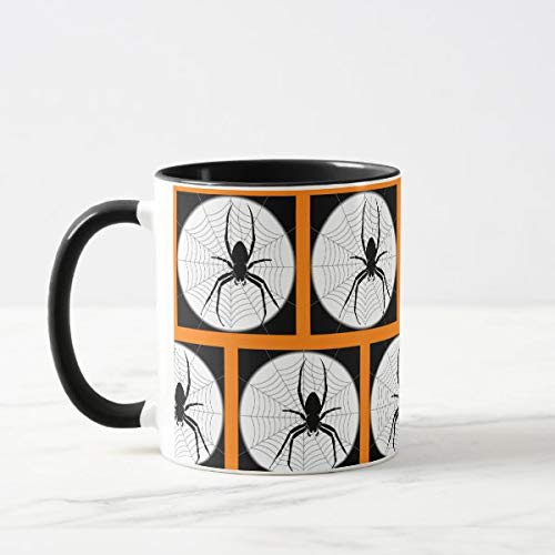 CICIDI Halloween Black Spider Web Seasonal Mug Ceramic Mug Gift for Women Men, 11 oz