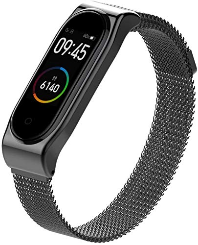 CNBOY Correa para Mi Band 4 Xiaomi Mi Band 3 Correas Metal Pulsera de Actividad Reloj Milanés Wristband Repuesto Bandas de Acero Inoxidable Agradable con Cierre magnético Cerradura Imán Pulseras