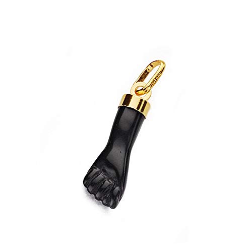 Colgante oro 9k mano puño higa 19mm. sintético negro unisex