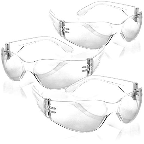 com-four® 3X Gafas de Seguridad según la Norma EN166 - Gafas de Seguridad con protección Frontal - protección Ocular para Artesanos - Gafas de Ciclista (Transparente - 3 Piezas)