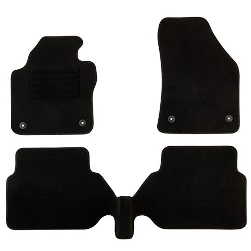 DBS Alfombrillas de Coche - A Medida - Alfombrillas para Coche - 3 uds. - Antideslizante - Moqueta en Negro 900 g/m² - Aspecto Terciopelo - Modelo Star - 1763215