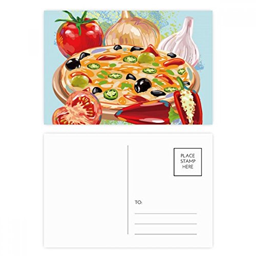 DIYthinker Pizza de tomate Alimentos Italia Ajo postal Conjunto de tarjeta de cumpleaños de correo Gracias lateral 20Pcs 5,7 pulgadas x 3,8 pulgadas Multicolor