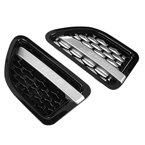 Domilay para Range Rover Sport 2005-2009 Ensamblajes de Parrilla de Rejilla de VentilacióN de Aire de Guardabarros Delantero Negro y Cromado