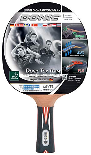 Donic-Schildkröt Raqueta de Tenis de Mesa Top Team 800, Mango AVS & PLS, Esponja de 2,0 mm, Almohadilla Alpha Slick-ITTF