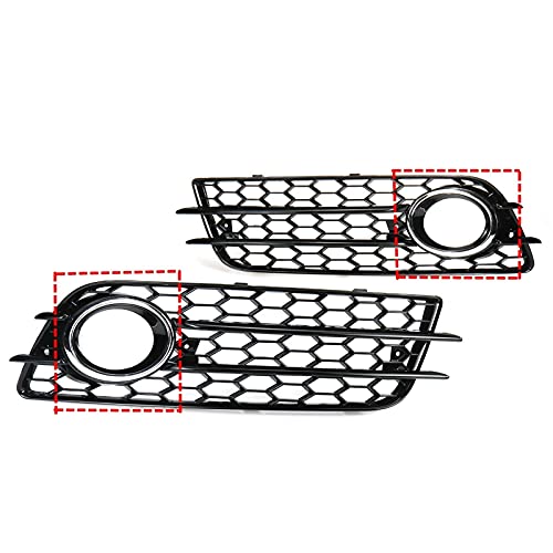 DPFXNN Rejillas de radiador 2 Uds, Luz Antiniebla para Coche, Rejilla, Cubierta De Lámpara, Parrilla Hexagonal para Au-di A4 B8 S-Line S4 2008 2009 2010 2011 2012 (Color : Silver)