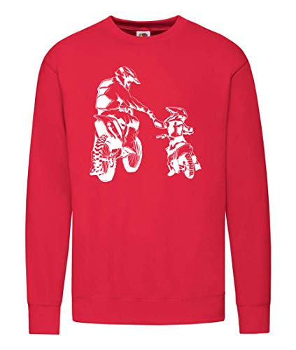 Druckerlebnis24 Sudadera para hombre y mujer de Motocross Pocket Bike Padre Sohn rojo XL