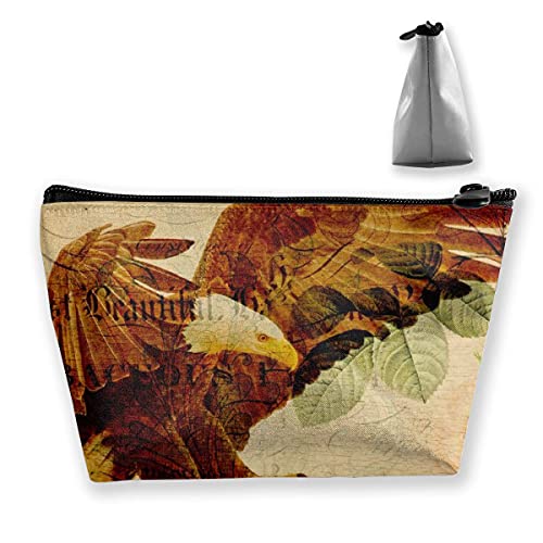 Eagle Vintage Floral Postal Personalizado Bolsa de Almacenamiento Trapezoidal Bolso de Las señoras Impermeable para Llevar Viajes