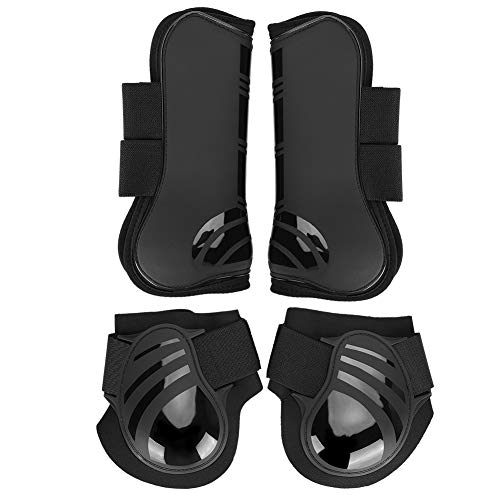 Fdit Botas de Pierna de Caballo, 2 Pares, Frente de Caballo, Protector de Pierna Negro, Protector, Botas de Fetiche de tendón para Montar a Caballo, para Montar a Caballo, Montar a Caballo(M-Negro)