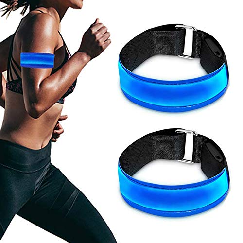 FENRIR Banda Reflectante,2 Pieza Pulsera LED,Ajustable Bandas Luminosas,Visibilidad Brazalete LED para Correr, Ciclismo, Senderismo con Perros,Practicar Senderismo o Ciclismo