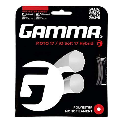 Gamma Moto IO Soft Hybrid Saitenset-Schwarz, Dunkelgrau Cuerda de Tenis, Unisex Adulto, Negro, 1.24