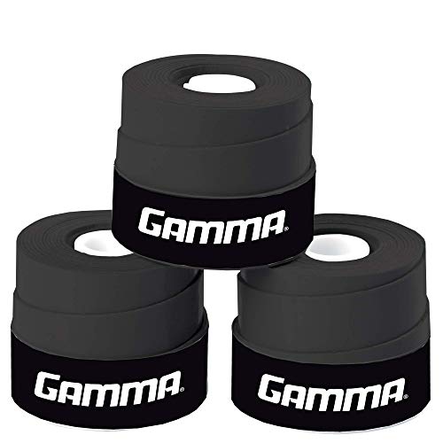 Gamma Overgrip Supreme 3er - Mango de Raqueta de Tenis, Color Negro, Talla Standard