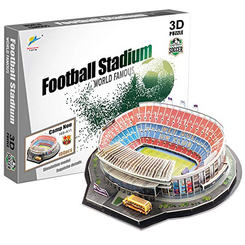 Georgie Porgy 3D Estadio de Fútbol Puzzles Juguetes de Construcción Conjuntos (NOU Camp Estadio 100pcs)