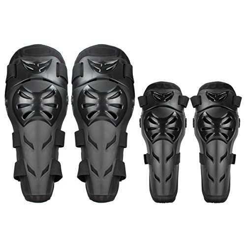 GES 4 Unids Motocicleta Codo Protector de Rodilla Motocross Racing Rodilla Shin Guardias de Protección Equipo de Adultos (Negro)