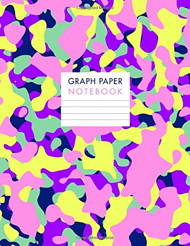 Graph Paper Composition Notebook Pink Camo. Quad Ruled, 110 Sheets, Large size, 8.5 x 11