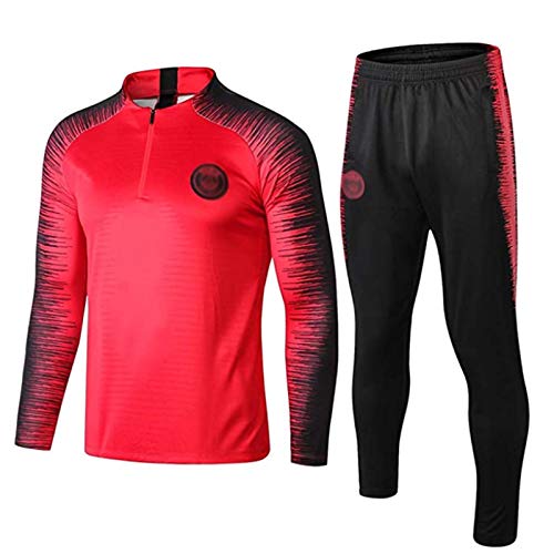 Gylilai Club de fútbol Europeo Sudadera de fútbol para Hombre Manga Larga Primavera y otoño Uniforme de Entrenamiento Deportivo Transpirable (Top + Pantalones) Rojo (Color : Red, Size : S)