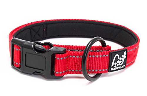 Happilax Collar para Perro Pequeño y Cachorro, Acolchado con Neopreno, Ajustable y Reflectante, Rojo