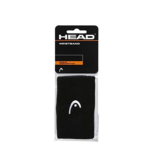 Head Muñequera de 5” Accesorio de Tenis, Adultos Unisex, Negro, Talla única