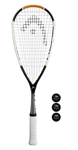 Head Nano Ti.120 Pro - Juego de Raqueta de Squash y de Tres Bolas Dunlop