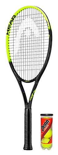 HEAD Tour Pro Nano - Raqueta de tenis de titanio (incluye funda protectora y 3 pelotas de tenis (disponible en tamaños de agarre 1 a 4) (L1 (4 1/8 pulgadas)