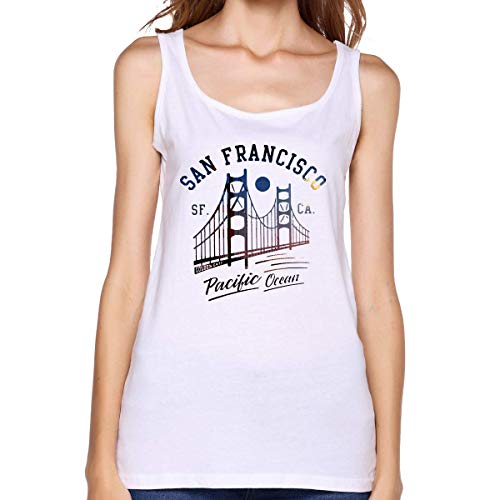 Henrnt Camisetas Sin Manga Mujer/Chaleco,Verano Camiseta Tirantes, Ladies San Francisco Golden Gate Bridge Moon Sleeveless Tank Top Sport Gym Vests Running T Shirt tee