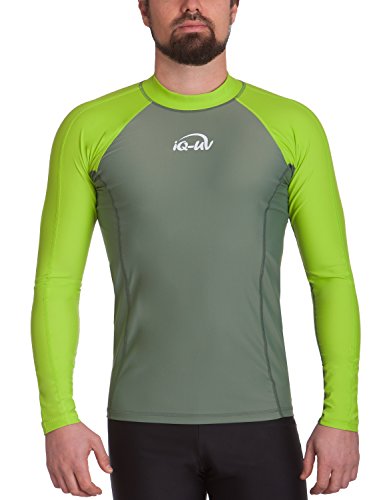 iQ-Company UV 300, Camiseta de Manga Larga con Protección UV para Hombre, Verde (Neo-Green/Olive), M