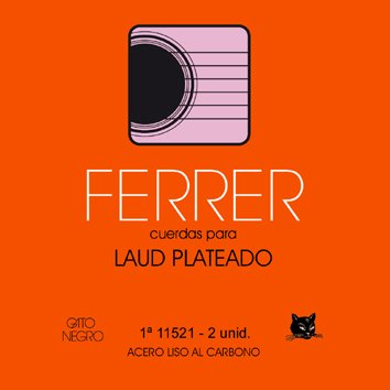 Juego de cuerdas para Laud 12 cdas acero plateado Ferrer. Gato Negro