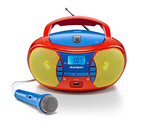 Karcher RR 5026 - Radio portátil para niños (Reproductor de CD, Radio FM, USB y micrófono)