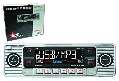 KDX-Audio Retro-600C - Radio CD, MP3, WMA, Bluetooth, color cromado y negro