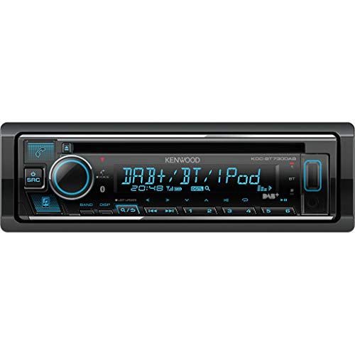 KENWOOD KDC-BT730DAB Receptor Multimedia para Coche 1 DIN | Radio para Coche con Bluetooth, Reproductor de CD, entradas AUX Jack 3.5. y USB. Sintonizador de Radio Dab+ Incorporado.