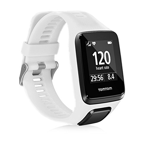 kwmobile Pulsera Compatible con Tomtom Adventurer/Runner 3/Spark 3/Golfer 2 - Brazalete de Silicona en Blanco sin Fitness Tracker